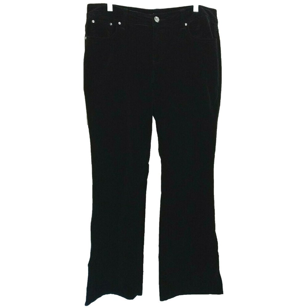 INC INTERNATIONAL CONCEPTS  14 Black Cotton Stretch Velvet Bootcut Jeans 31" ins
